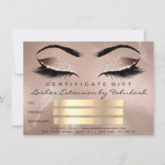 Lashes Roos Gold Makeup Artist Certificate Gift (Voorkant)