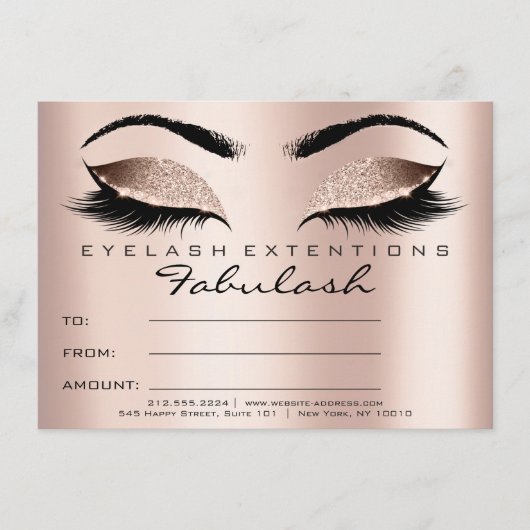 Lashes Roos Gold Pink Makeup Certificate Gift SPA (Voorkant)