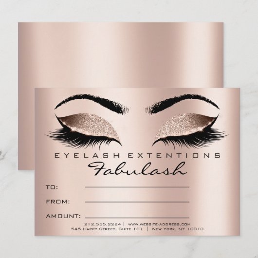 Lashes Roos Gold Pink Makeup Certificate Gift SPA (Voorkant / Achterkant)