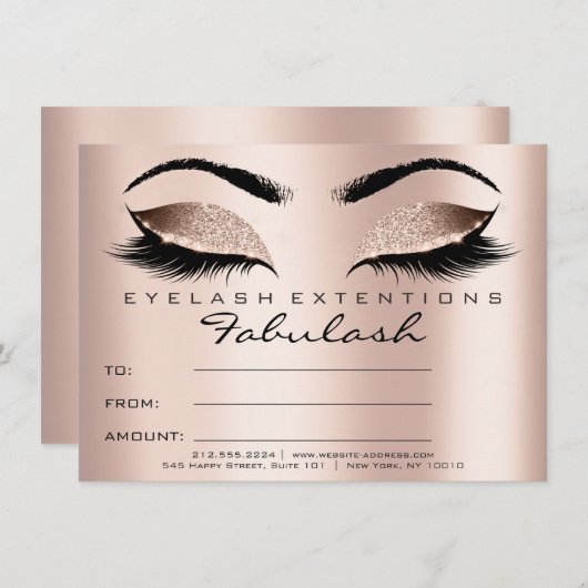 Lashes Roos Gold Pink Makeup Certificate Gift SPA (Voorkant / Achterkant)