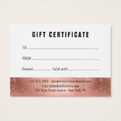 Lashes Roos Gold Pink Sparkle Gift Certificate Visitekaartje (Achterkant)