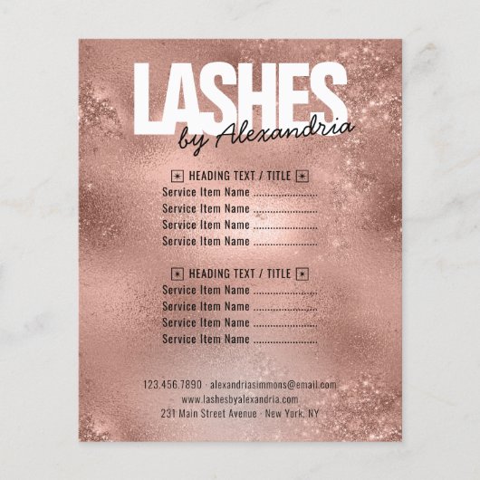 Lashes Roos Gold Sparkle Glitter Beauty Services Flyer (Voorkant)