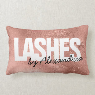 Lashes Roos Gold Sparkle Script Naam Beauty Salon Kussen