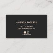 Lashes Roos Gold Typography Elegant Black Floral Visitekaartje (Achterkant)