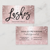 Lashes roos goud glitter metallic sparkle confetti visitekaartje (Voorkant / Achterkant)