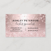 Lashes roos goud glitter metallic sparkle confetti visitekaartje (Achterkant)