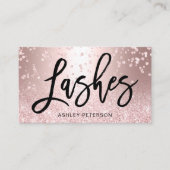 Lashes roos goud glitter metallic sparkle confetti visitekaartje (Voorkant)