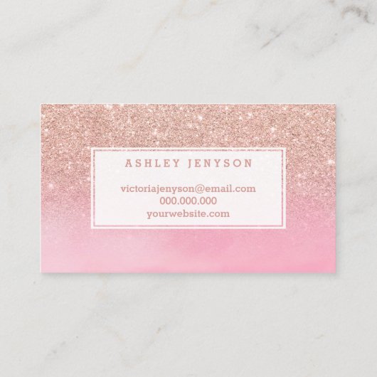 Lashes roos goudglitter roze waterverf visitekaartje (Achterkant)