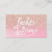 Lashes roos goudglitter roze waterverf visitekaartje (Voorkant)