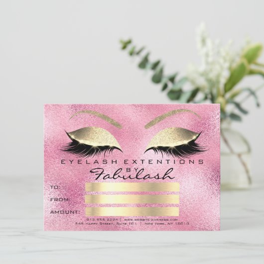 Lashes Roos Pink Gold Makeup Certificate Cadeaus (Staand voorkant)