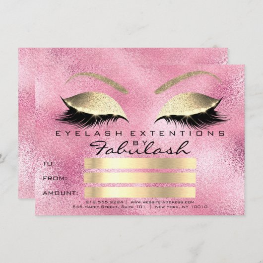 Lashes Roos Pink Gold Makeup Certificate Cadeaus (Voorkant / Achterkant)