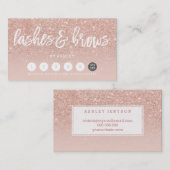 Lashes rows typografie blush roos gold punch card klantenkaartje (Voorkant / Achterkant)