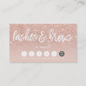 Lashes rows typografie blush roos gold punch card klantenkaartje (Voorkant)