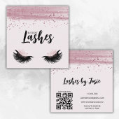 Lashes Roze Glitter Moderne QR Code Vierkante Visitekaartje