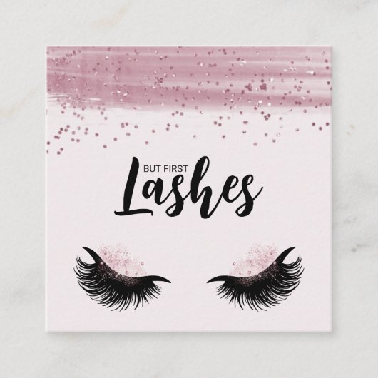 Lashes Roze Glitter Moderne QR Code Vierkante Visitekaartje (Voorkant)