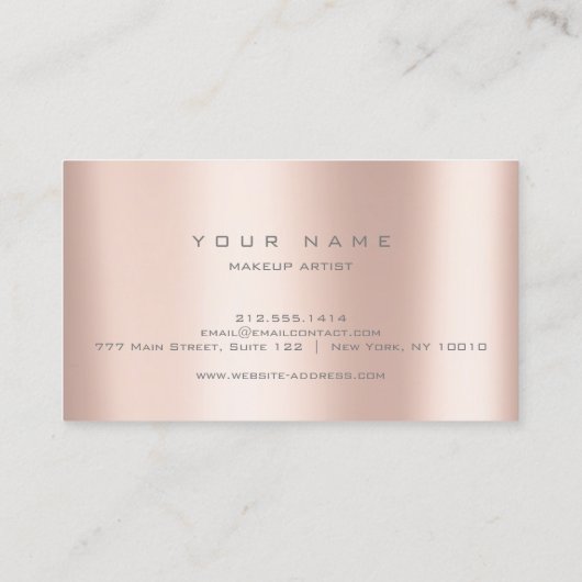 Lashes roze Rose Gold Faux Typograaf Makeup Visitekaartje (Achterkant)