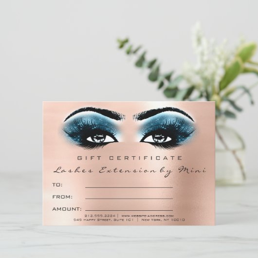 Lashes Roze Roze Blauwe Makeup Certificaat Cadeaus (Staand voorkant)