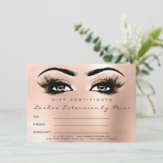 Lashes Roze Roze Blush Makeup Certificate Gift (Staand voorkant)