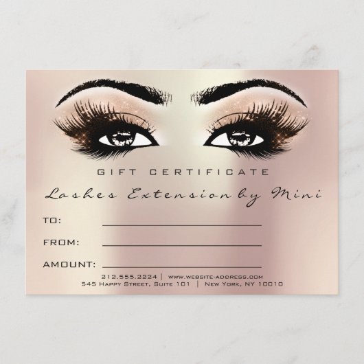 Lashes Roze Roze Blush Makeup Certificate Gift (Voorkant)