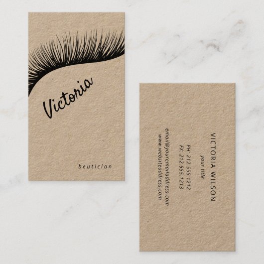 Lashes Rustic kraft make-up kunstenaar eyelash Bus Visitekaartje (Voorkant / Achterkant)