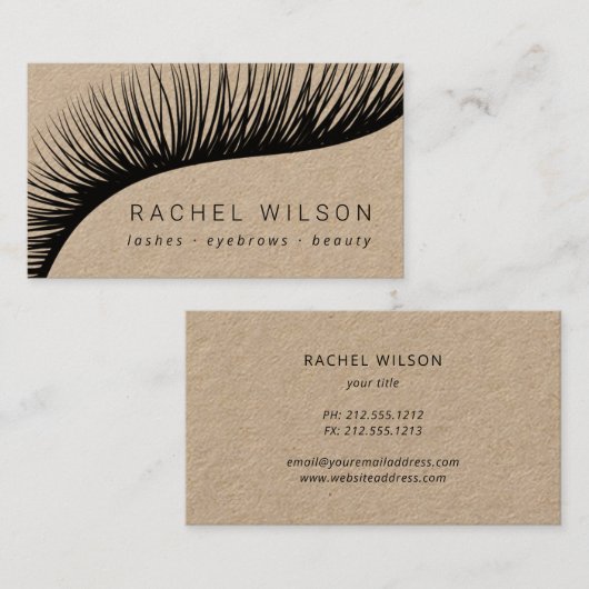 Lashes Rustic kraft make-up kunstenaar eyelash Visitekaartje (Voorkant / Achterkant)