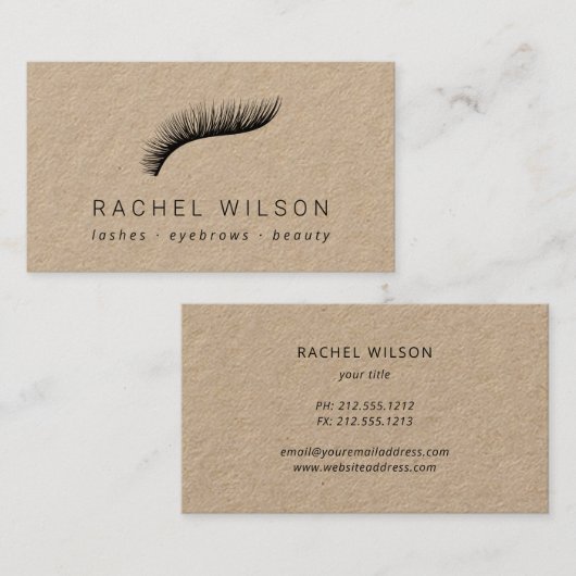 Lashes Rustic kraft make-up kunstenaar eyelash Visitekaartje (Voorkant / Achterkant)