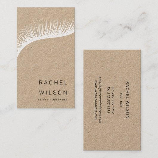 Lashes Rustic kraft make-up kunstenaar eyelash Visitekaartje (Voorkant / Achterkant)