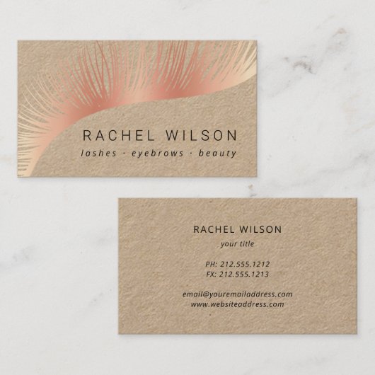 Lashes Rustic kraft rosegold makeup eyelash Visitekaartje (Voorkant / Achterkant)
