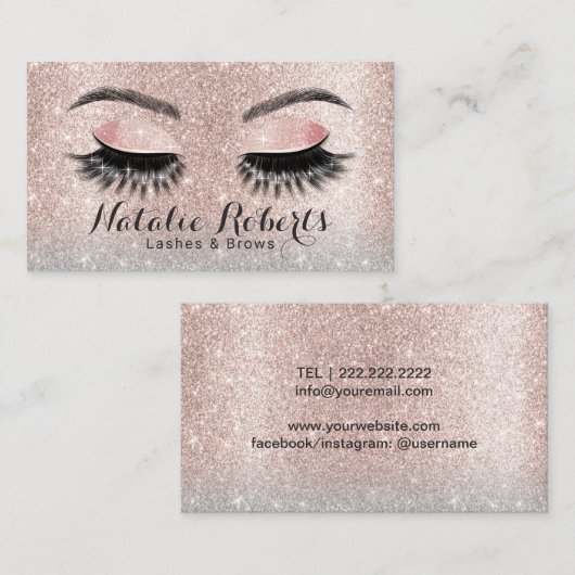 Lashes Salon Eyelash Extensions Blush Roos Gold Visitekaartje (Voorkant / Achterkant)