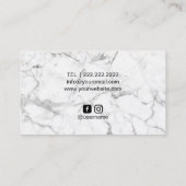 Lashes Salon Roos Gold Drives Moderne witte marmer Visitekaartje (Achterkant)