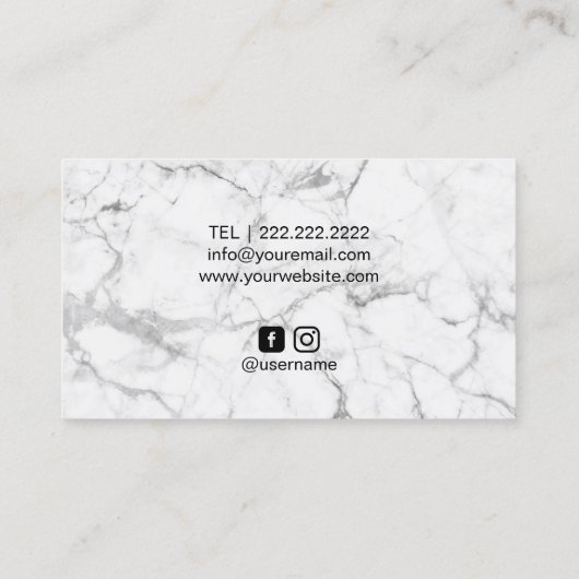 Lashes Salon Roos Gold Drives Moderne witte marmer Visitekaartje (Achterkant)