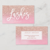Lashes script roos Gold glitter roze waterverf Visitekaartje (Voorkant / Achterkant)