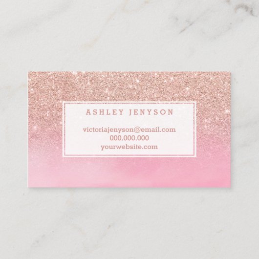 Lashes script roos Gold glitter roze waterverf Visitekaartje (Achterkant)