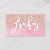 Lashes script roos Gold glitter roze waterverf Visitekaartje (Voorkant)