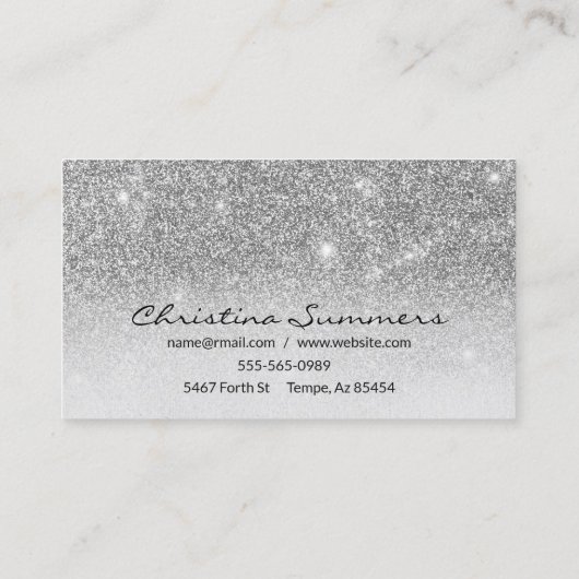 Lashes Script Silver Ombre glitter Eyelash Eyes Visitekaartje (Achterkant)
