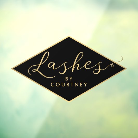 Lashes Script Tekst Goud/Zwart Raamsticker (Vel 3)