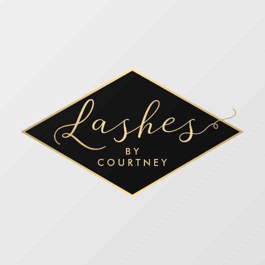 Lashes Script Tekst Goud/Zwart Raamsticker (Vel)