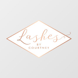 Lashes Script Text Rose Gold/Wit Raamsticker