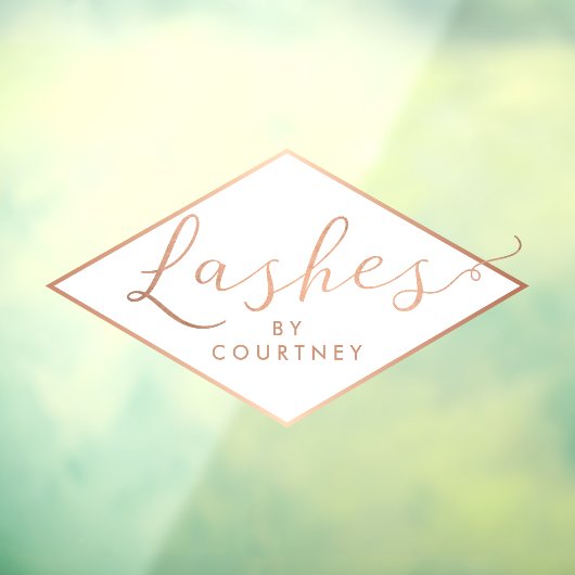 Lashes Script Text Roze Goud/Wit Raamsticker (Vel 3)