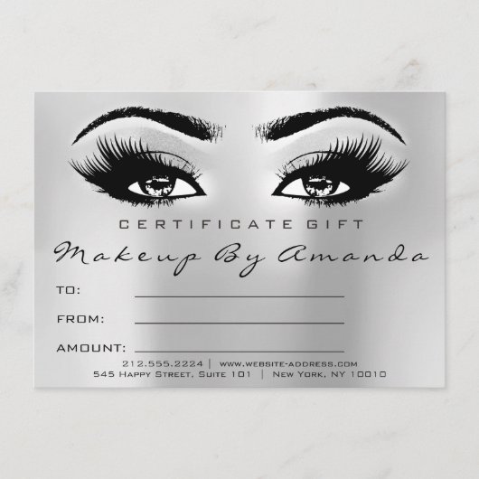 Lashes Silver Gray Makeup Artist Certificate Cadef (Voorkant)