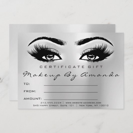 Lashes Silver Gray Makeup Artist Certificate Cadef (Voorkant / Achterkant)