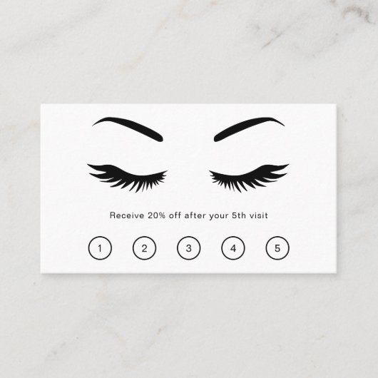 Lashes Simple Minimalist Black en White Elegant Klantenkaartje (Voorkant)