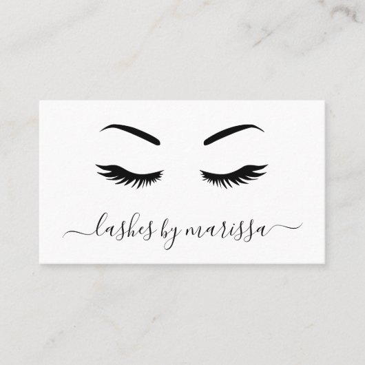 Lashes Simple Minimalist Black en White Elegant Visitekaartje (Voorkant)