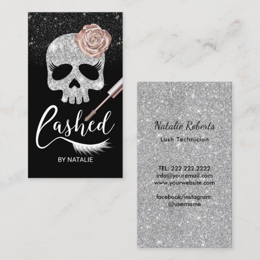 Lashes Skull Beauty Modern Eyelash Extensions Visitekaartje (Voorkant / Achterkant)