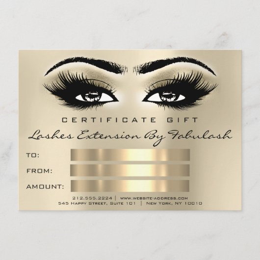 Lashes SPA Makeup Certificate Gift Eyes (Voorkant)