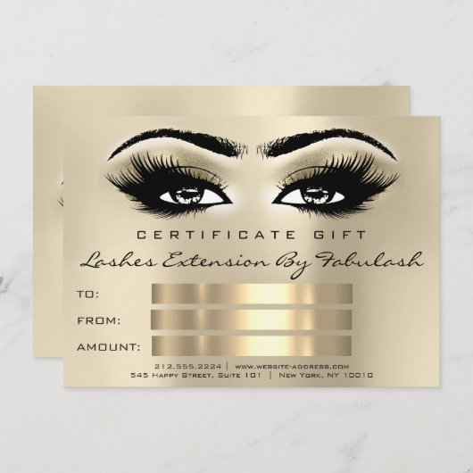 Lashes SPA Makeup Certificate Gift Eyes (Voorkant / Achterkant)