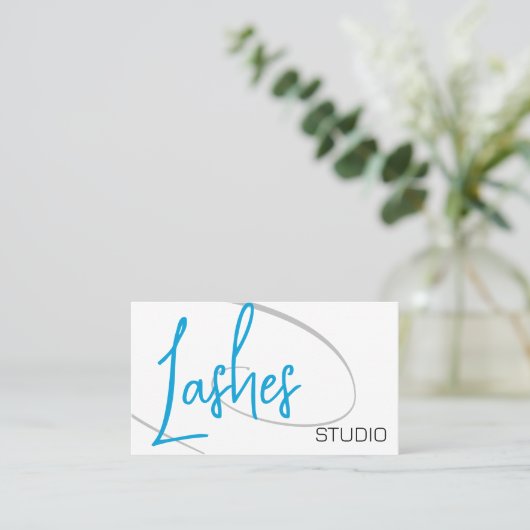 Lashes Studio Modern Classy Professioneel Blauw Visitekaartje (Staand voorkant)