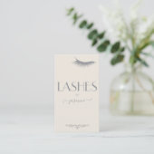 Lashes Tech Beige Minimalistisch Crème Salon Visitekaartje (Staand voorkant)