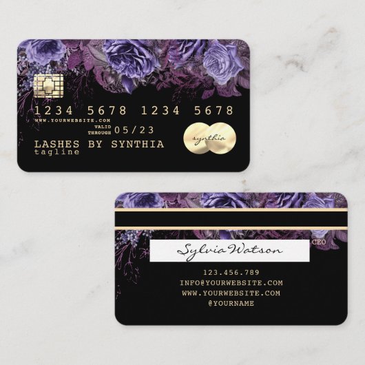 Lashes trendy Floral Creditcard waterverf Visitekaartje (Voorkant / Achterkant)