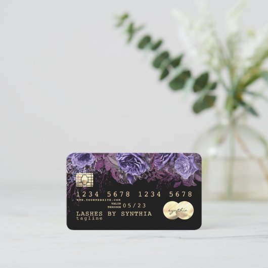 Lashes trendy Floral Creditcard waterverf Visitekaartje (Staand voorkant)